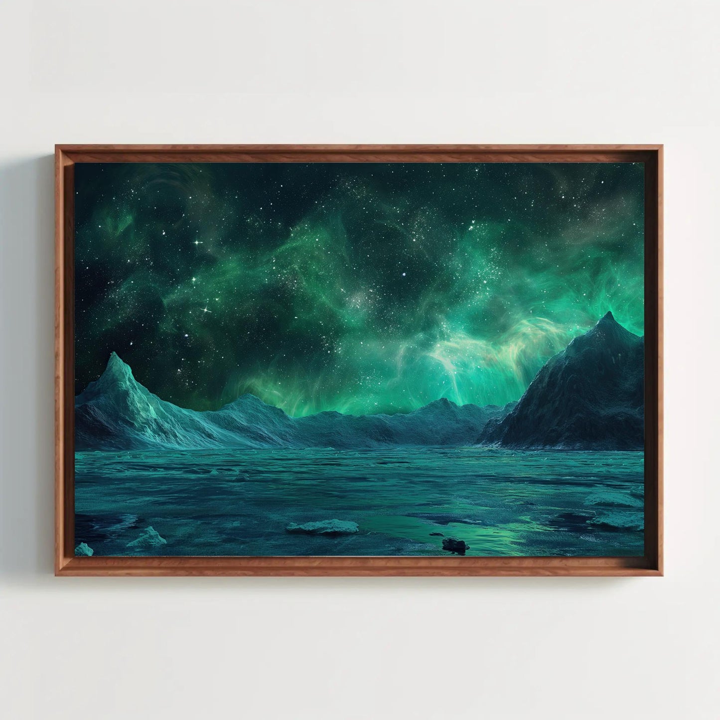 Antarctica Night Canvas, Winter Landscape Art, Large Vibrant Wall Decor