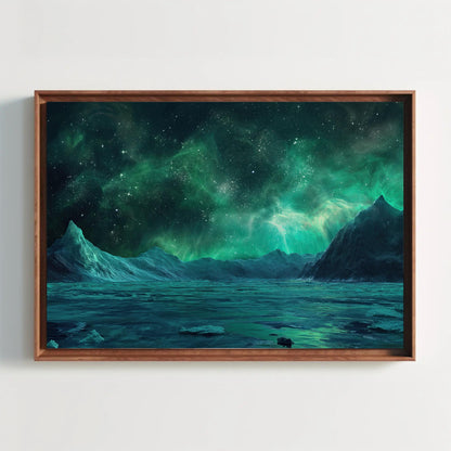 Antarctica Night Canvas, Winter Landscape Art, Large Vibrant Wall Decor