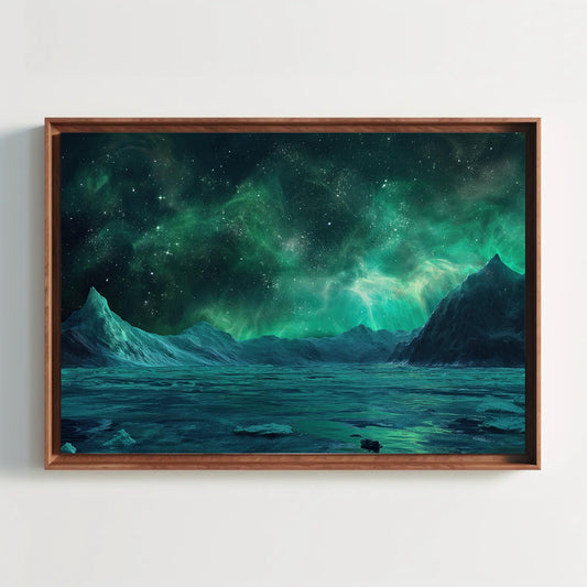 a painting hanging on the wall of a room