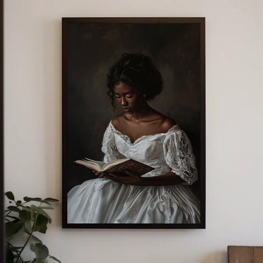 Vintage Black Girl Canvas Print, Victorian Era Portrait Art