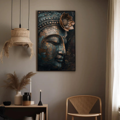 Zen Buddha canvas wall art shown in a styled interior (view 2)