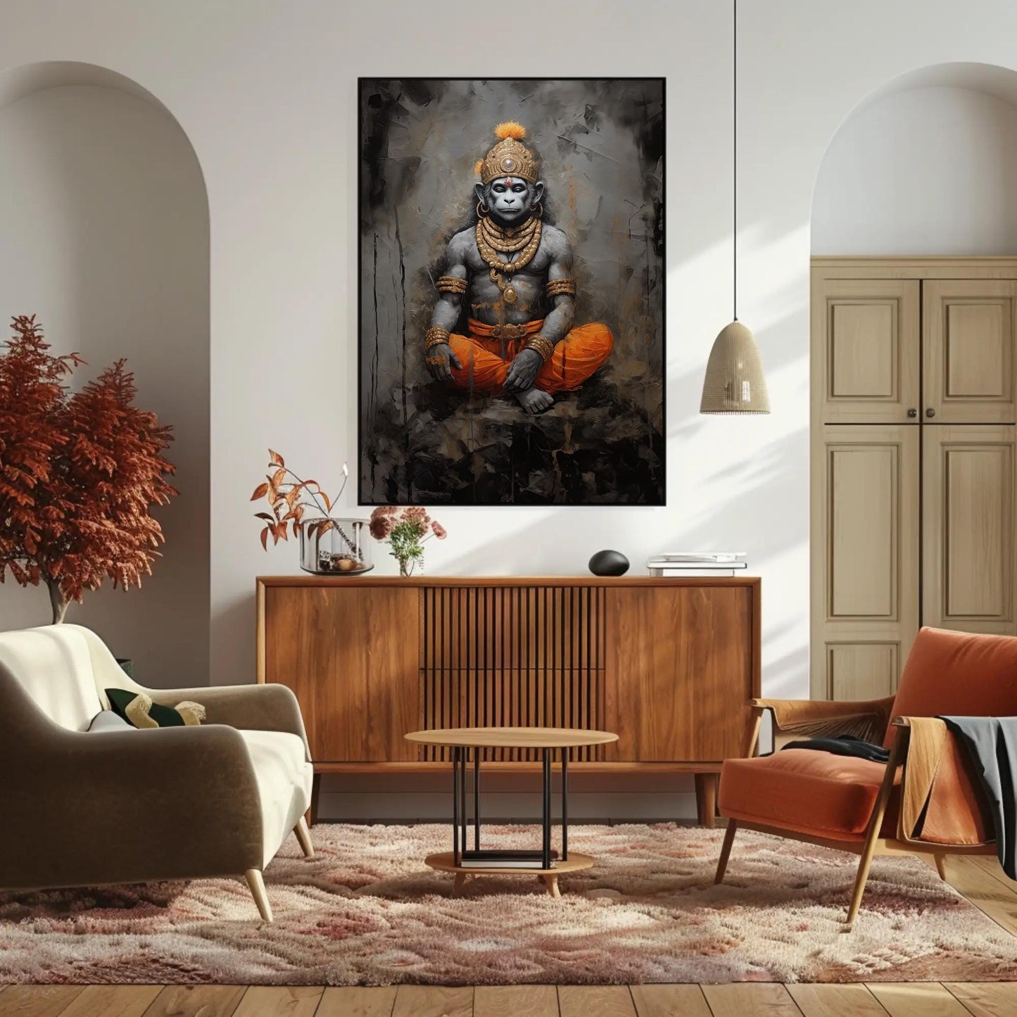 Lord Hanuman canvas wall art, ready to hang