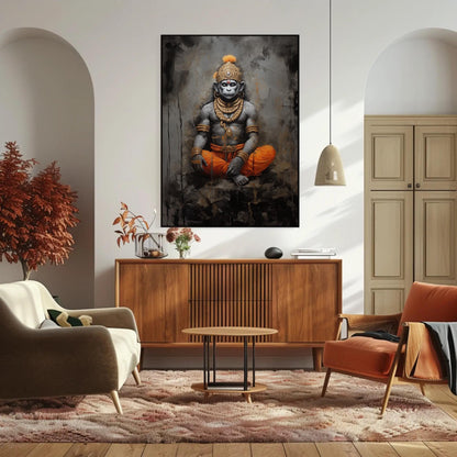 Lord Hanuman canvas wall art, ready to hang