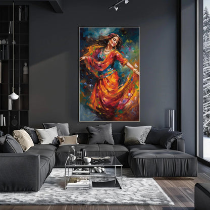 Indian Folk Dance , Bharatanatyam art deco canvas wall art for the home