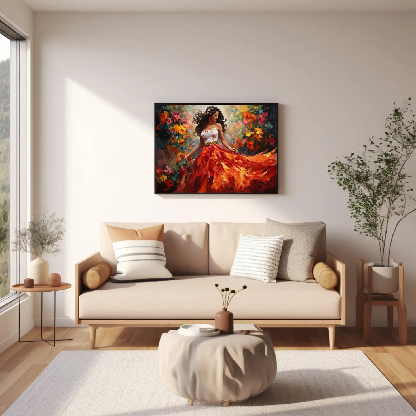 Mexican Folk Dance , Ballet Folklorico canvas wall art shown in a living room