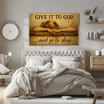 Give It To God Canvas – Inspirational Christian Wall Art | Rustic Bedroom Decor - Antarmada