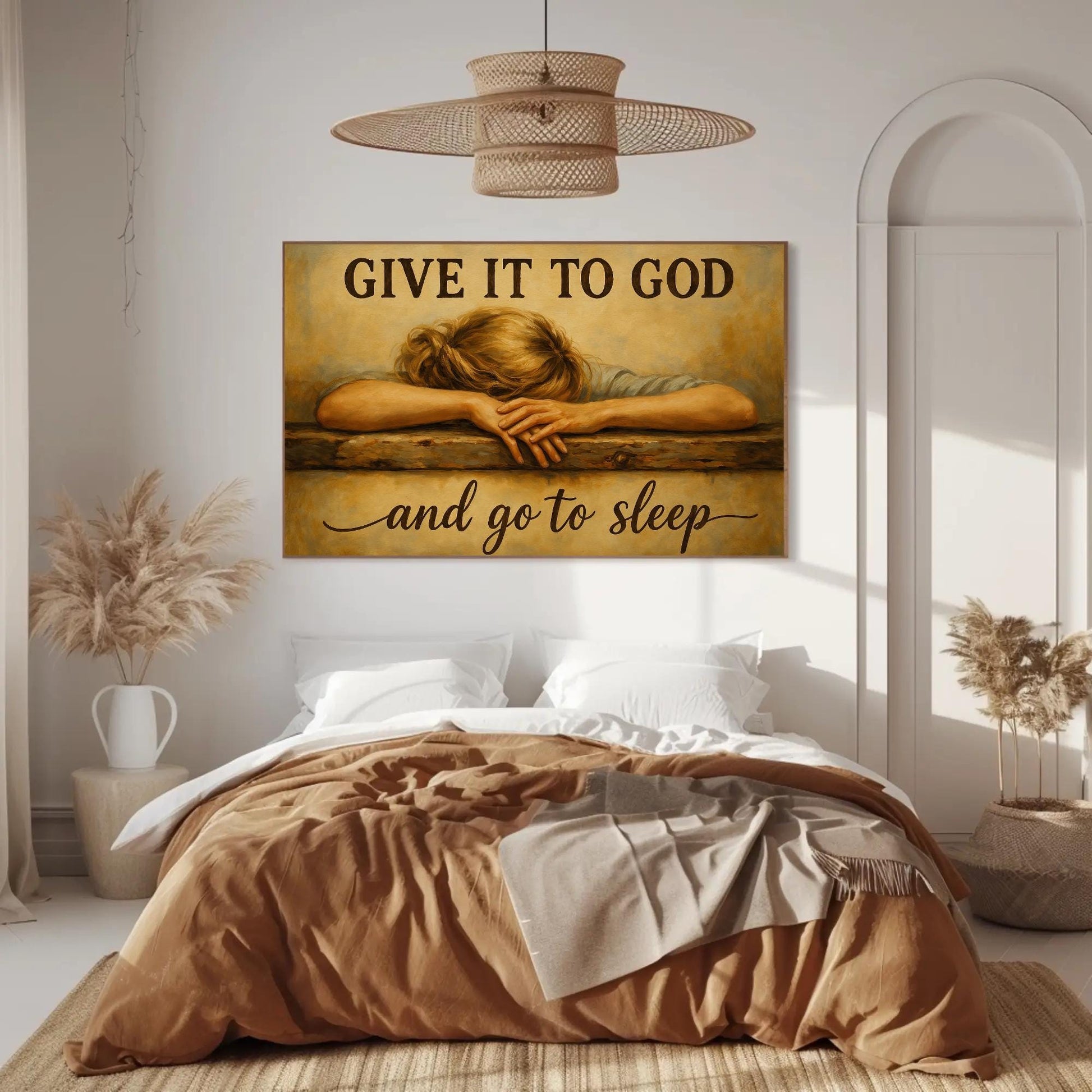 Give It To God Canvas – Inspirational Christian Wall Art | Rustic Bedroom Decor - Antarmada