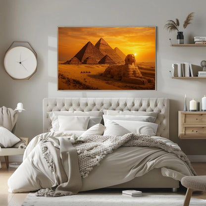 Giza Pyramids Canvas Print – Ancient Egypt Wall Art with Sphinx Sunset - Antarmada