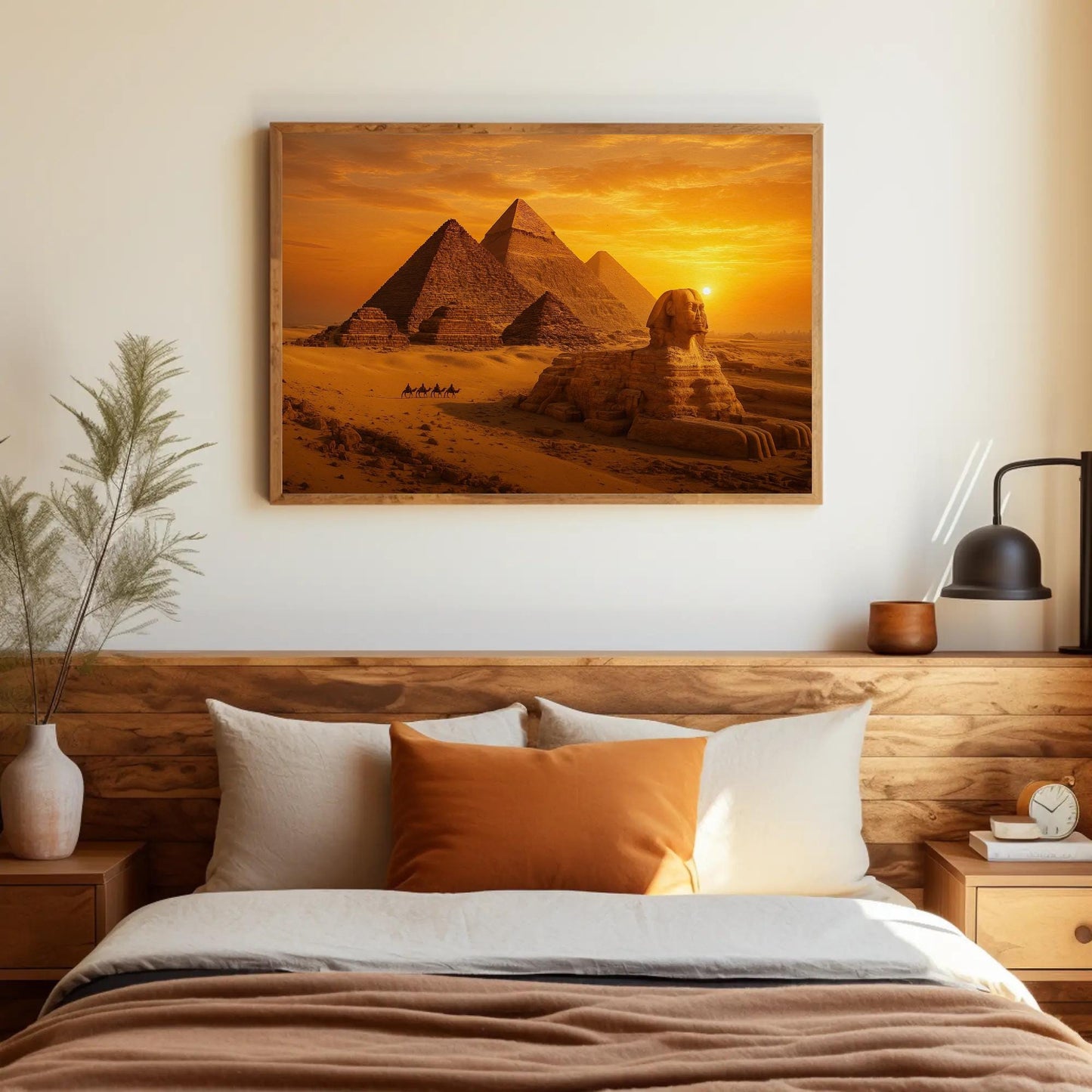 Giza Pyramids Canvas Print – Ancient Egypt Wall Art with Sphinx Sunset - Antarmada