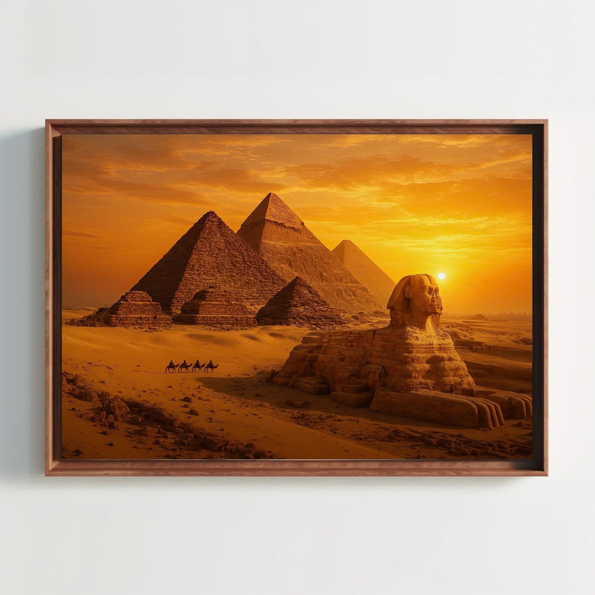 Giza Pyramids Canvas Print – Ancient Egypt Wall Art with Sphinx Sunset - Antarmada