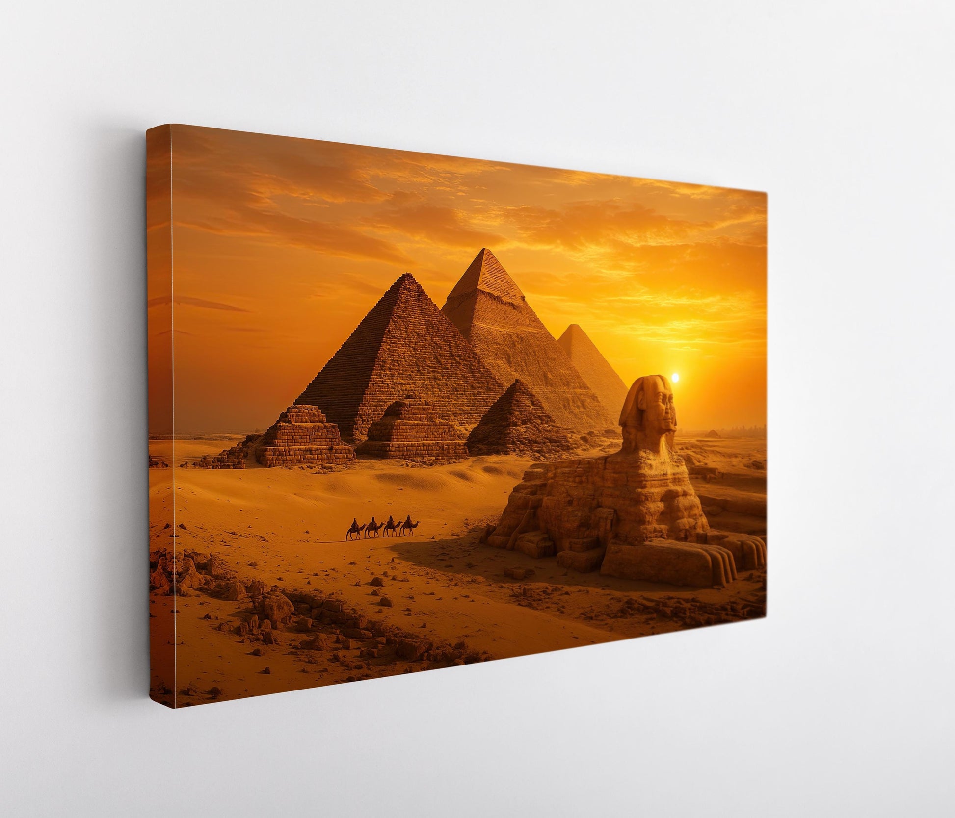 Giza Pyramids Canvas Print – Ancient Egypt Wall Art with Sphinx Sunset - Antarmada