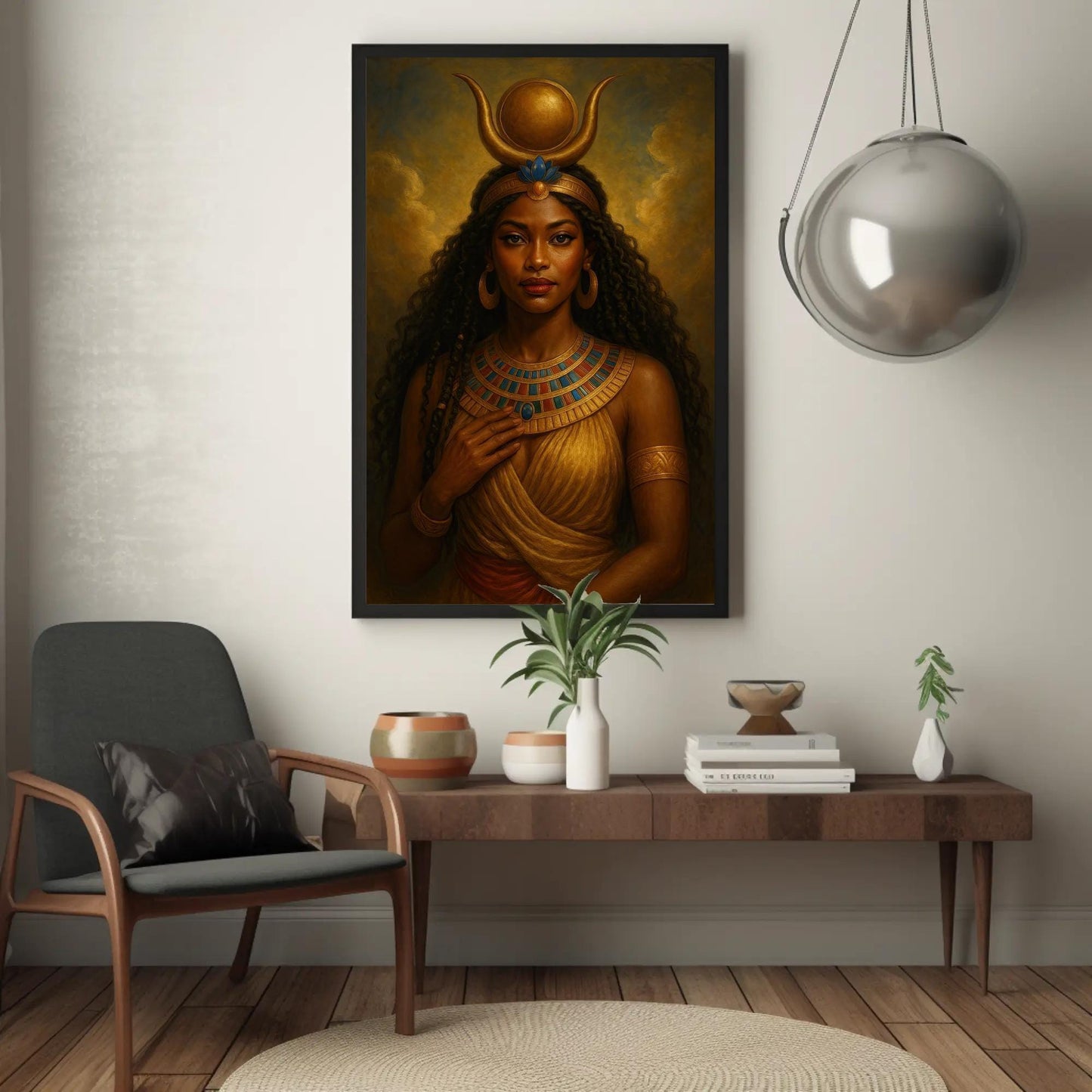 Hathor Goddess Canvas | Egyptian Wall Art - Regal Divine Feminine Decor Print - Antarmada