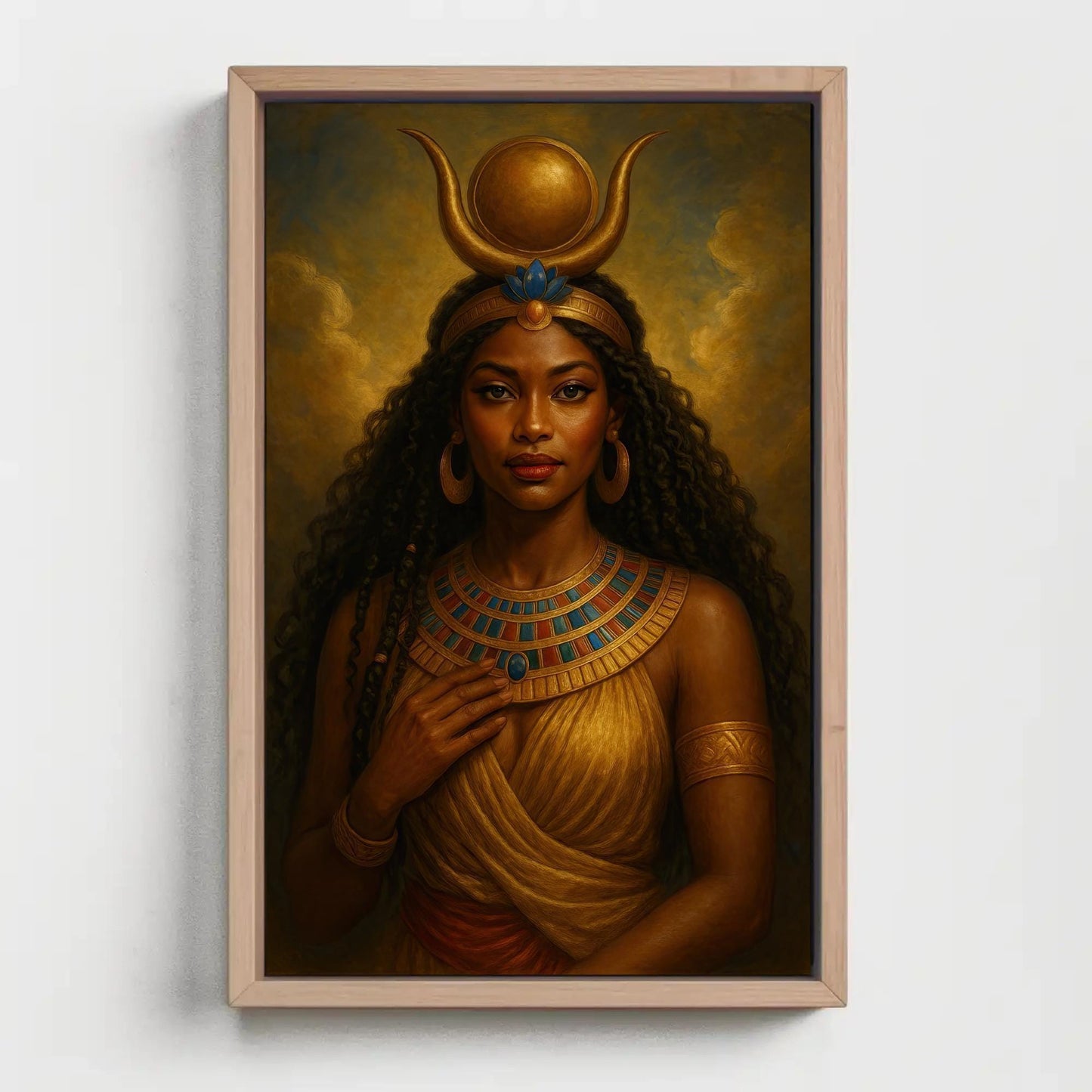 Hathor Goddess Canvas | Egyptian Wall Art - Regal Divine Feminine Decor Print - Antarmada