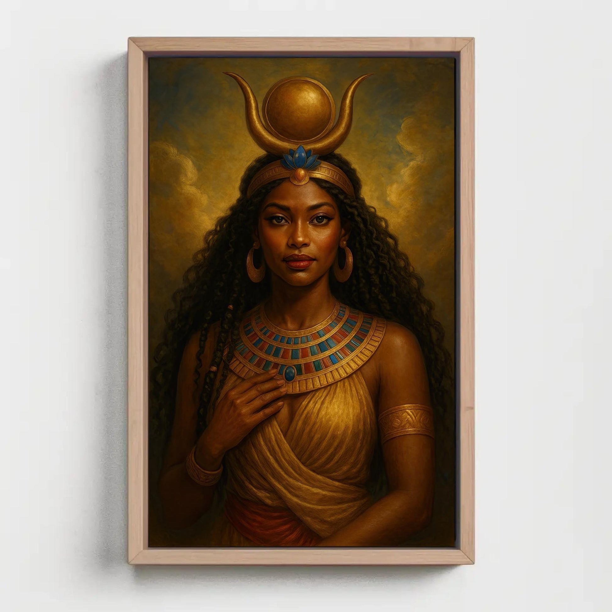 Hathor Goddess Canvas | Egyptian Wall Art - Regal Divine Feminine Decor Print - Antarmada