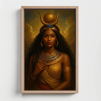 Hathor Goddess Canvas | Egyptian Wall Art - Regal Divine Feminine Decor Print - Antarmada