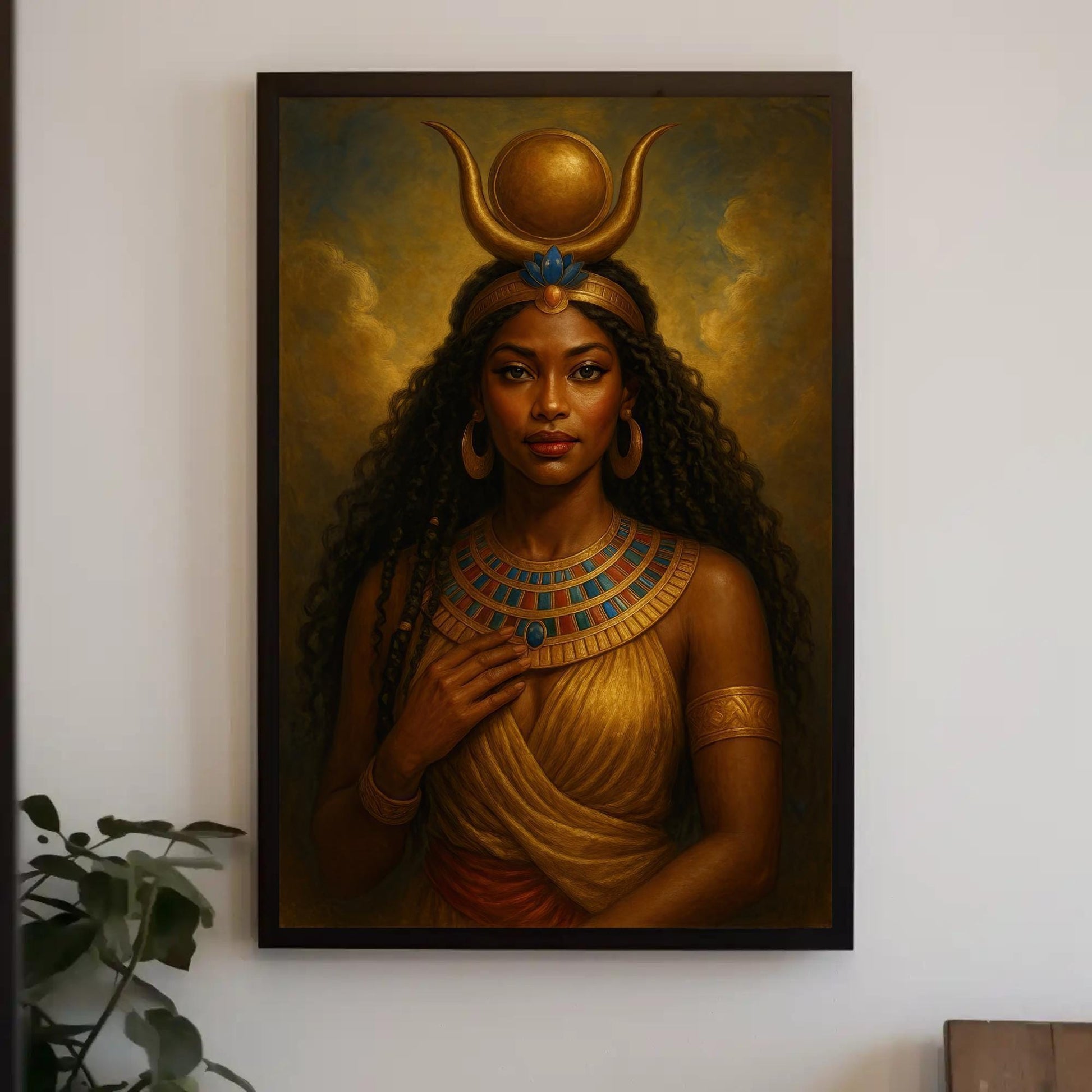 Hathor Goddess Canvas | Egyptian Wall Art - Regal Divine Feminine Decor Print - Antarmada