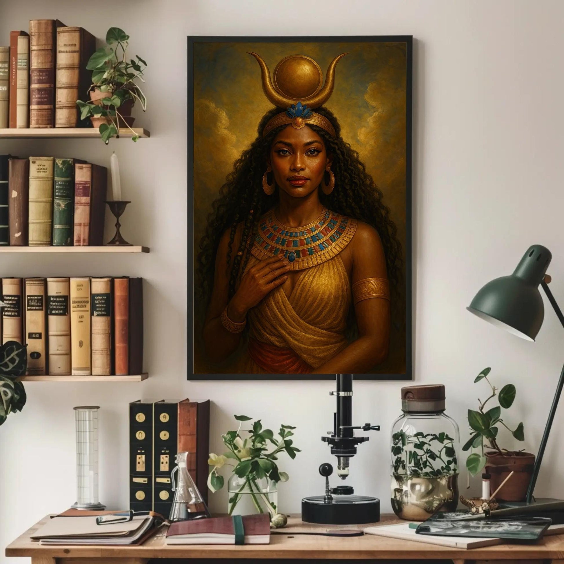 Hathor Goddess Canvas | Egyptian Wall Art - Regal Divine Feminine Decor Print - Antarmada