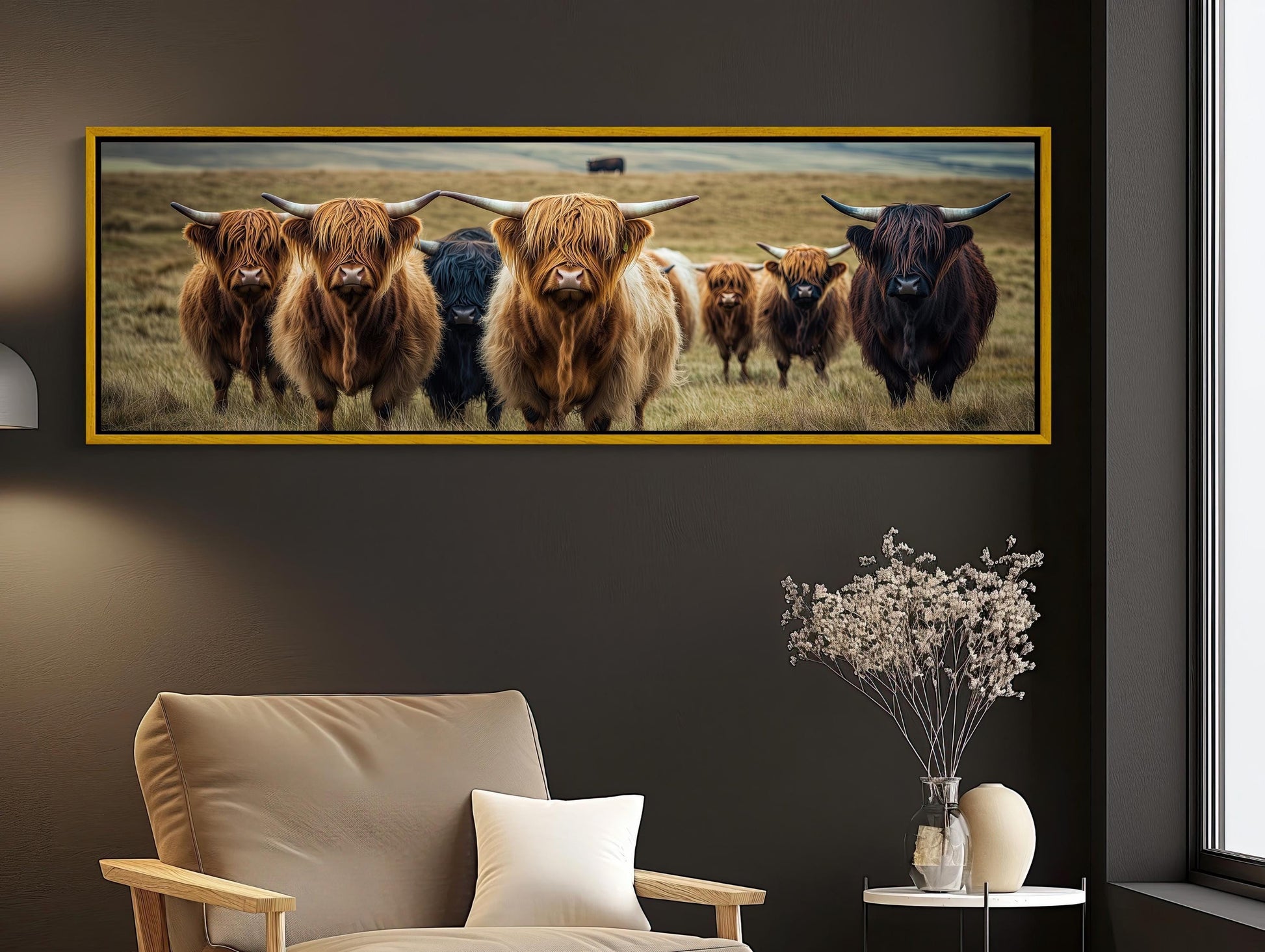 Highland Cow Canvas Print – Rustic Farmhouse Art | Ready to Hang Wall Decor - Antarmada