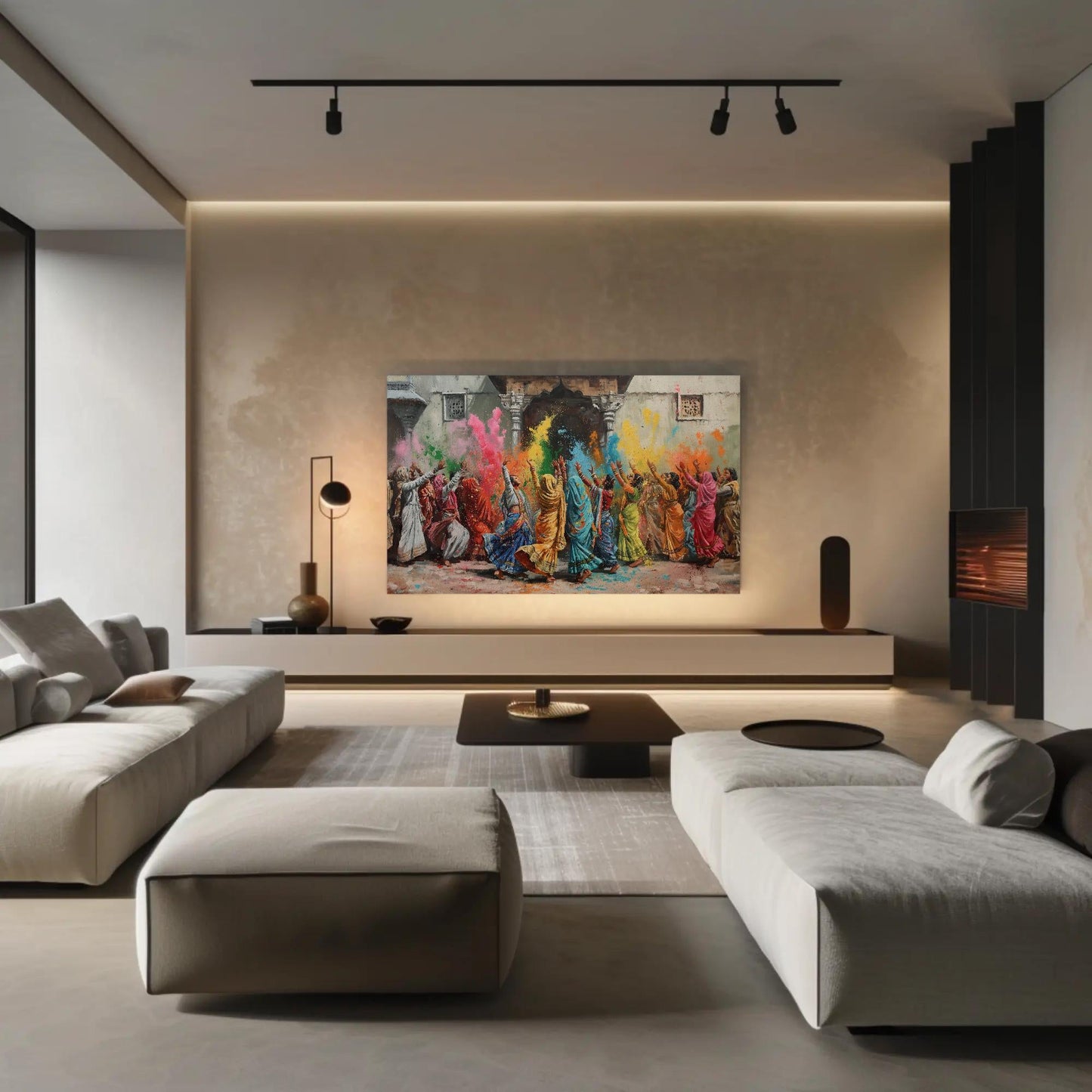 Holi Festival Canvas Print – Vibrant Vrindavan Holi Painting on Premium Museum-Grade Canvas - Antarmada