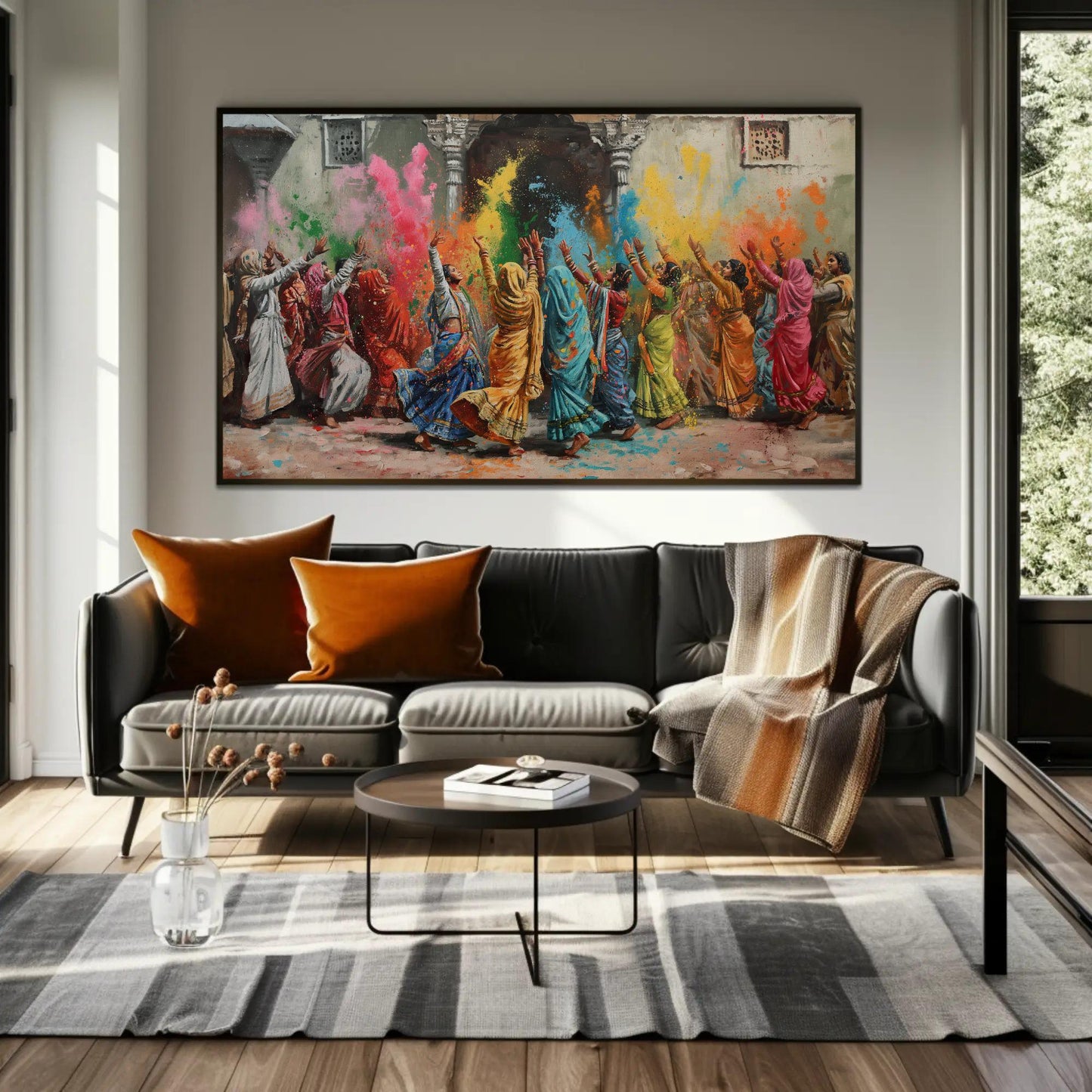 Holi Festival Canvas Print – Vibrant Vrindavan Holi Painting on Premium Museum-Grade Canvas - Antarmada