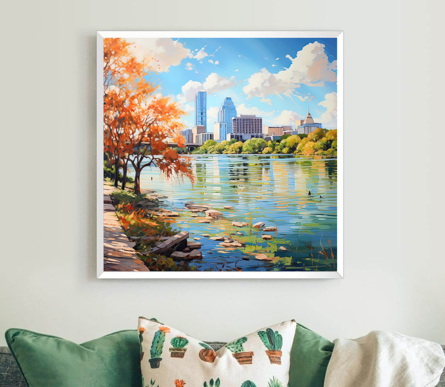 Lady Bird Lake Canvas Print, Lady Bird Lake Painting, Lady Bird Lake Art Print, Austin, Texas Decor, Home Decor Texas Gift - Antarmada