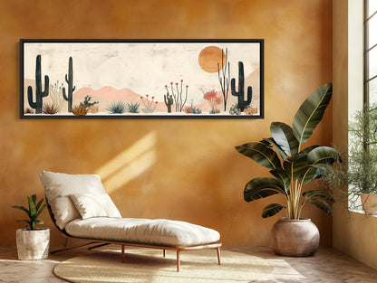 Boho Desert Minimalist Oil Painting - Long Horizontal Extra Large Canvas Art - Panoramic Modern Wall Decor for Above the Bed, Bedroom Wall Art – Canvas Print