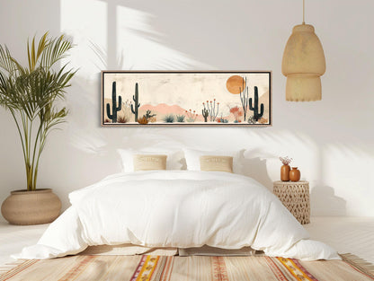Boho Desert Minimalist Oil Painting - Long Horizontal Extra Large Canvas Art - Panoramic Modern Wall Decor for Above the Bed, Bedroom Wall Art – Canvas Print