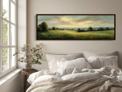 Green Pasture Landscape Canvas Wall Art Extra Large Panoramic Horizontal Country Field Print For Rustic Farmhouse Decor Wall Art – Canvas Print