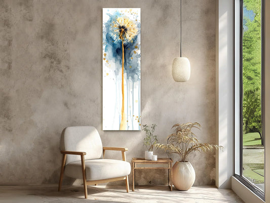 Beautiful watercolour dandelion tall canvas print, framed canvas wall art, cottage wall decor, housewarming gift, ready to hang Wall Art – Canvas Print