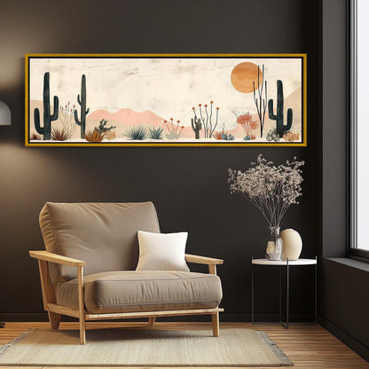 Boho Desert Minimalist Oil Painting - Long Horizontal Extra Large Canvas Art - Panoramic Modern Wall Decor for Above the Bed, Bedroom Wall Art – Canvas Print