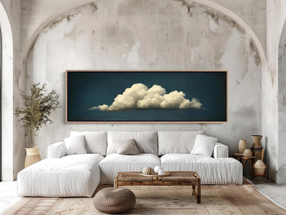 Lonely Cloud Painting, Cloud Canvas Print, Long Horizontal Extra Large Art, Panoramic Framed Wall Decor for Living Room, Ready to Hang Wall Art – Canvas Print