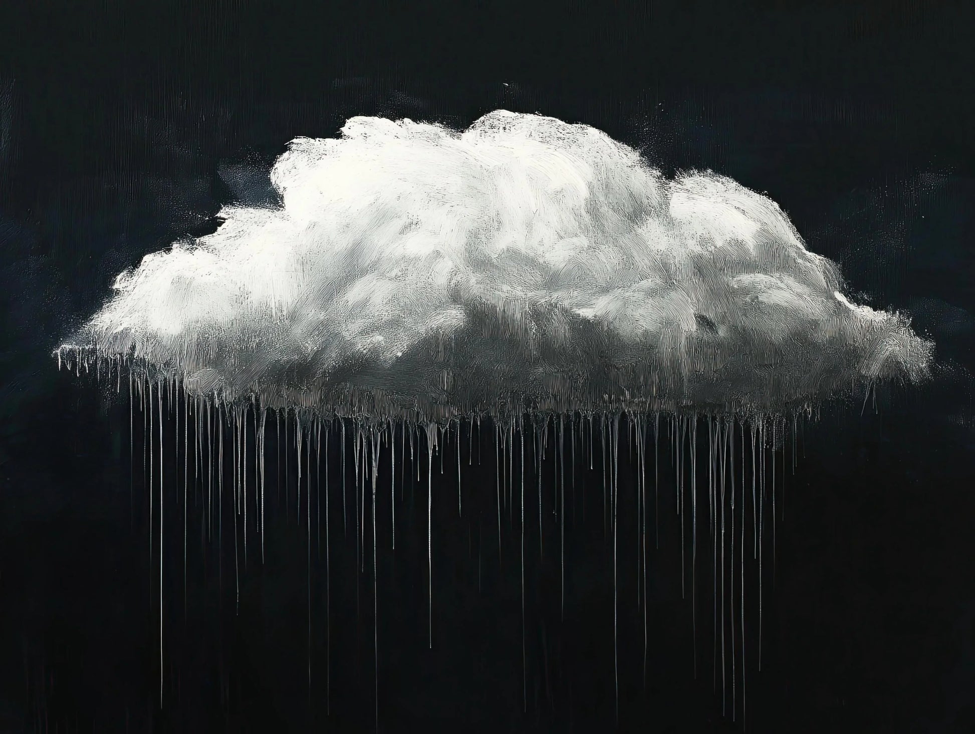 White cloud canvas art panoramic extra large long horizontal rain cloud painting modern minimal wall decor for bedroom or office space Wall Art – Canvas Print