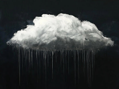 White cloud canvas art panoramic extra large long horizontal rain cloud painting modern minimal wall decor for bedroom or office space Wall Art – Canvas Print