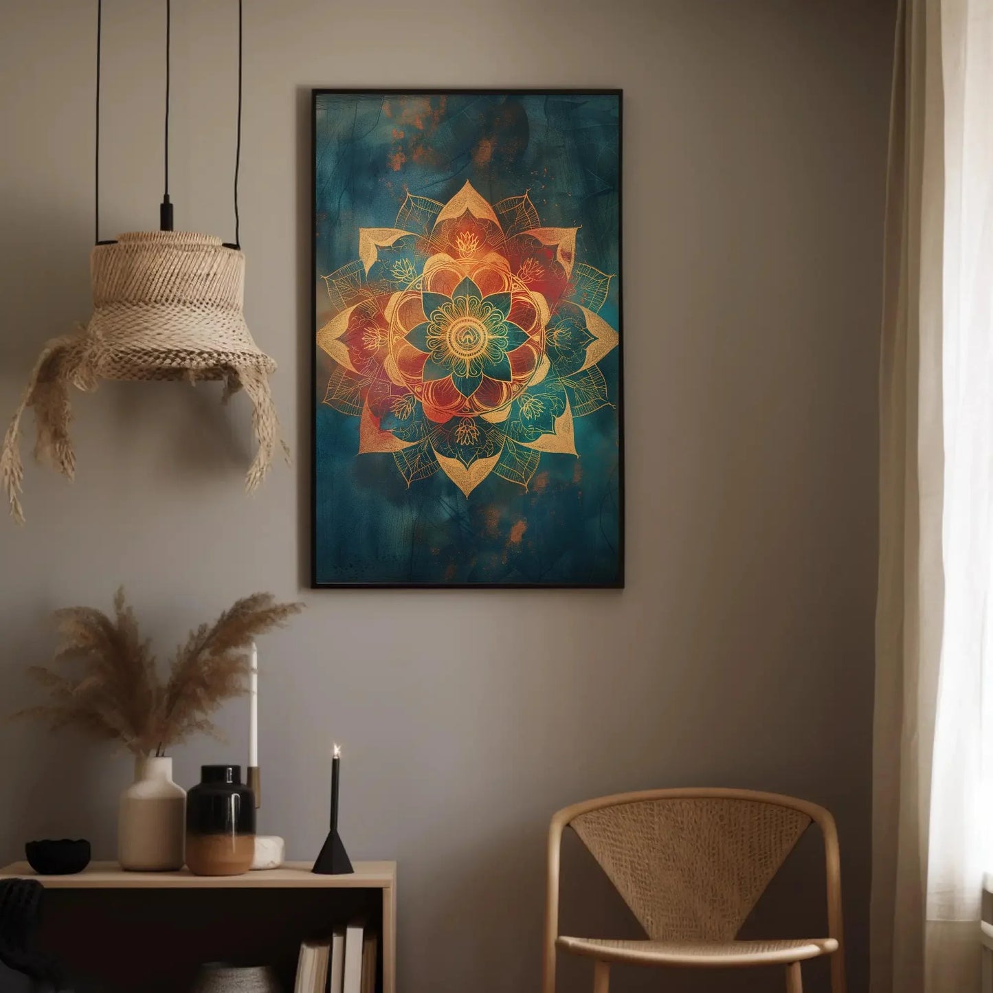 Colorful Mandala Wall Art - Extra Large Canvas - Yoga Spiritual Meditation Decor - Indian Painting - Ready To Hang Wall Art – Canvas Print