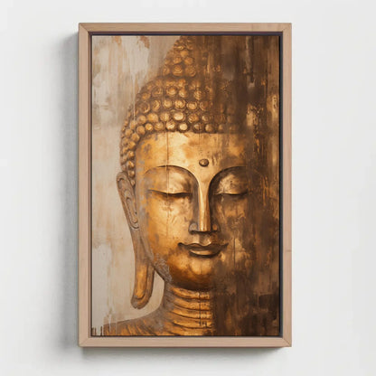 Gold Bronze Buddha Head Wall Art, Abstract Canvas Painting, Framed Print, Indian Spiritual Decor, Indian Decor, Living Room, Bedroom, Office Wall Art – Canvas Print