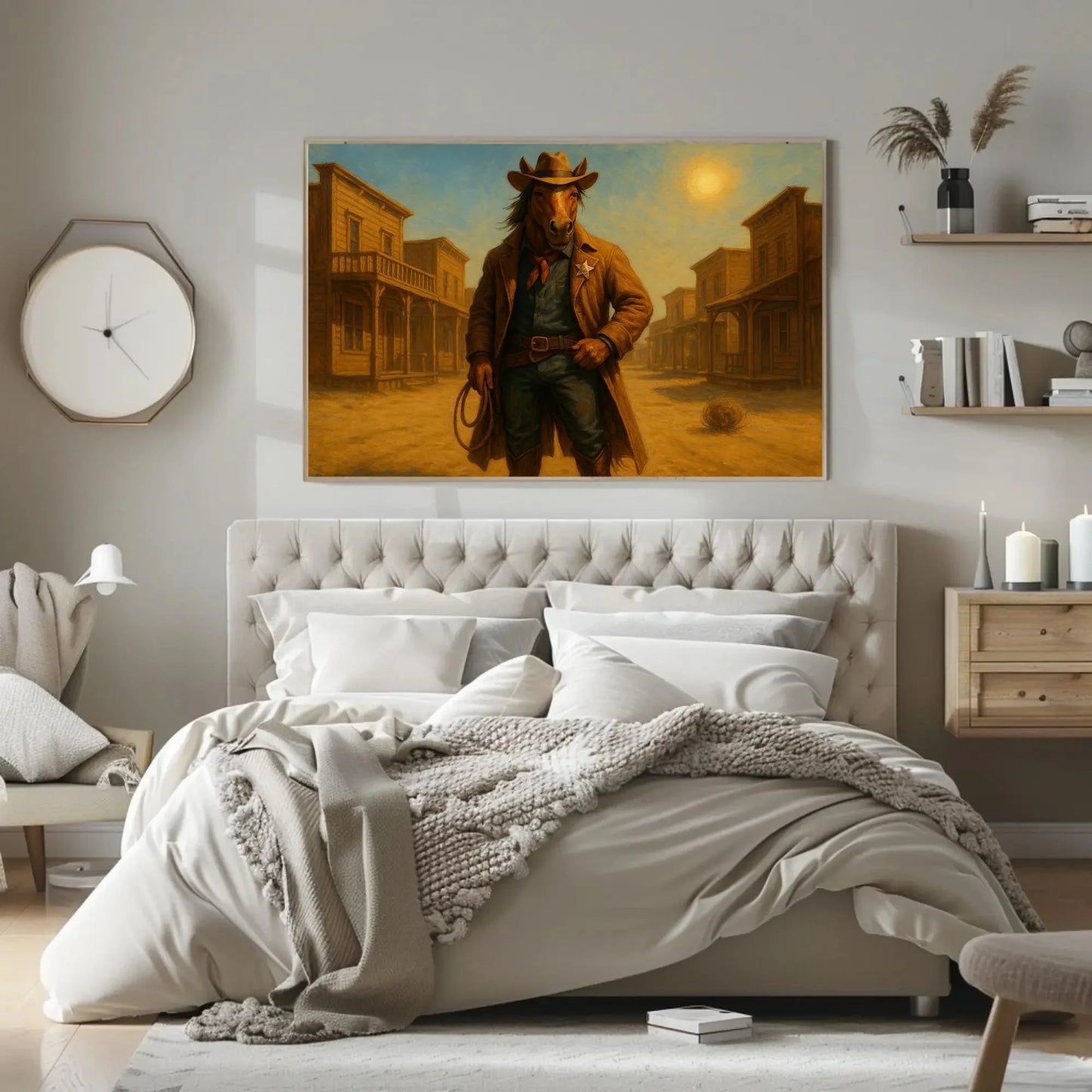 Horse Cowboy Western Canvas Print | Rustic Wild West Wall Art Decor | Farmhouse Ranch Animal Art | Unique Country Giclée Wall Art – Canvas Print