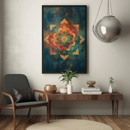 Colorful Mandala Wall Art - Extra Large Canvas - Yoga Spiritual Meditation Decor - Indian Painting - Ready To Hang Wall Art – Canvas Print
