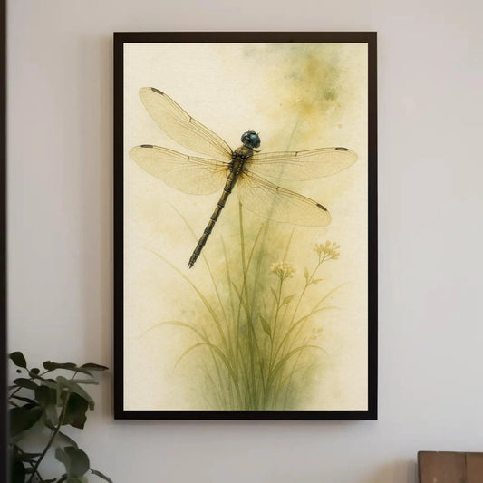 Vintage Dragonfly Print | Botanical Insect Illustration | Cottagecore Wall Art | Scientific Nature Study Poster for Study or Gallery Wall Wall Art – Canvas Print