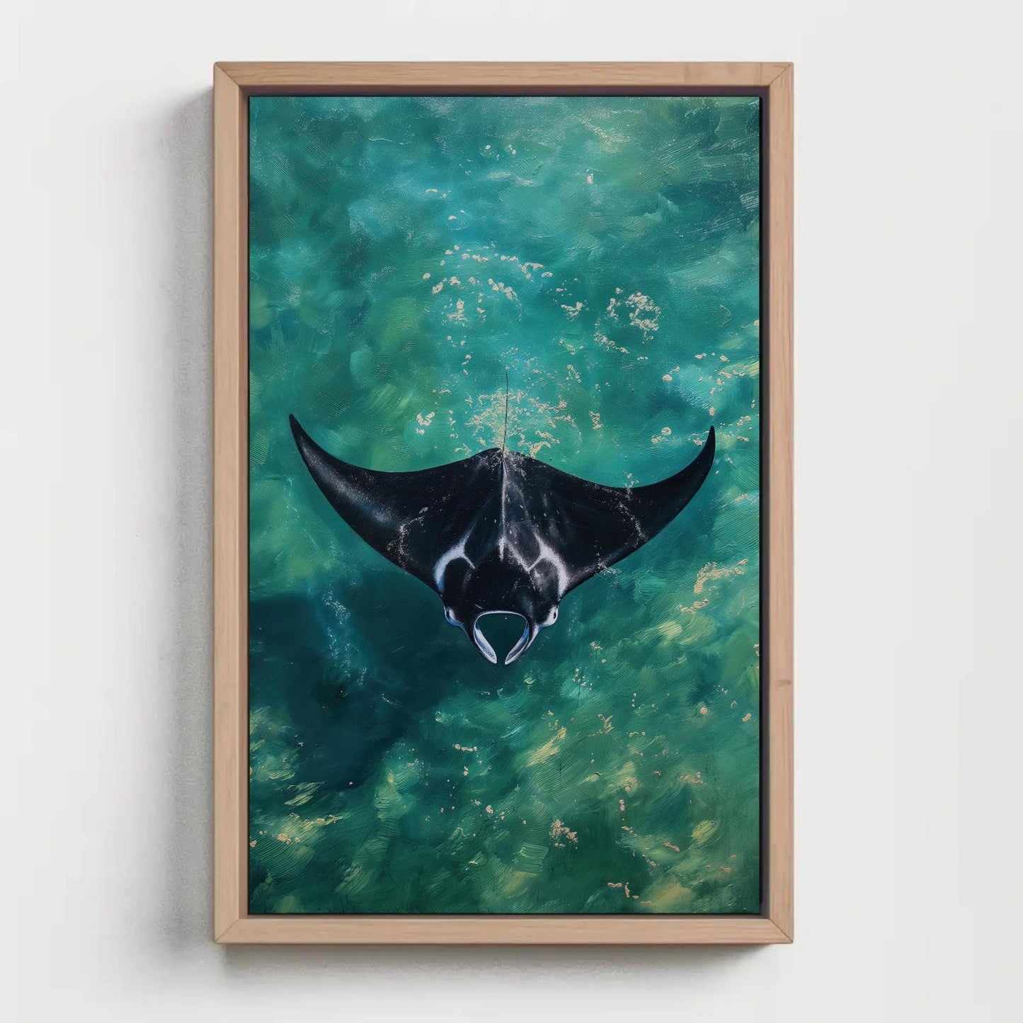 Manta Ray Oil Painting Canvas Print, Manta Ray Wall Art, Marine Wall Art, Fish painting, Fish Wall Art, Ocean Wall Decor, Beach house Canvas Wall Art – Canvas Print