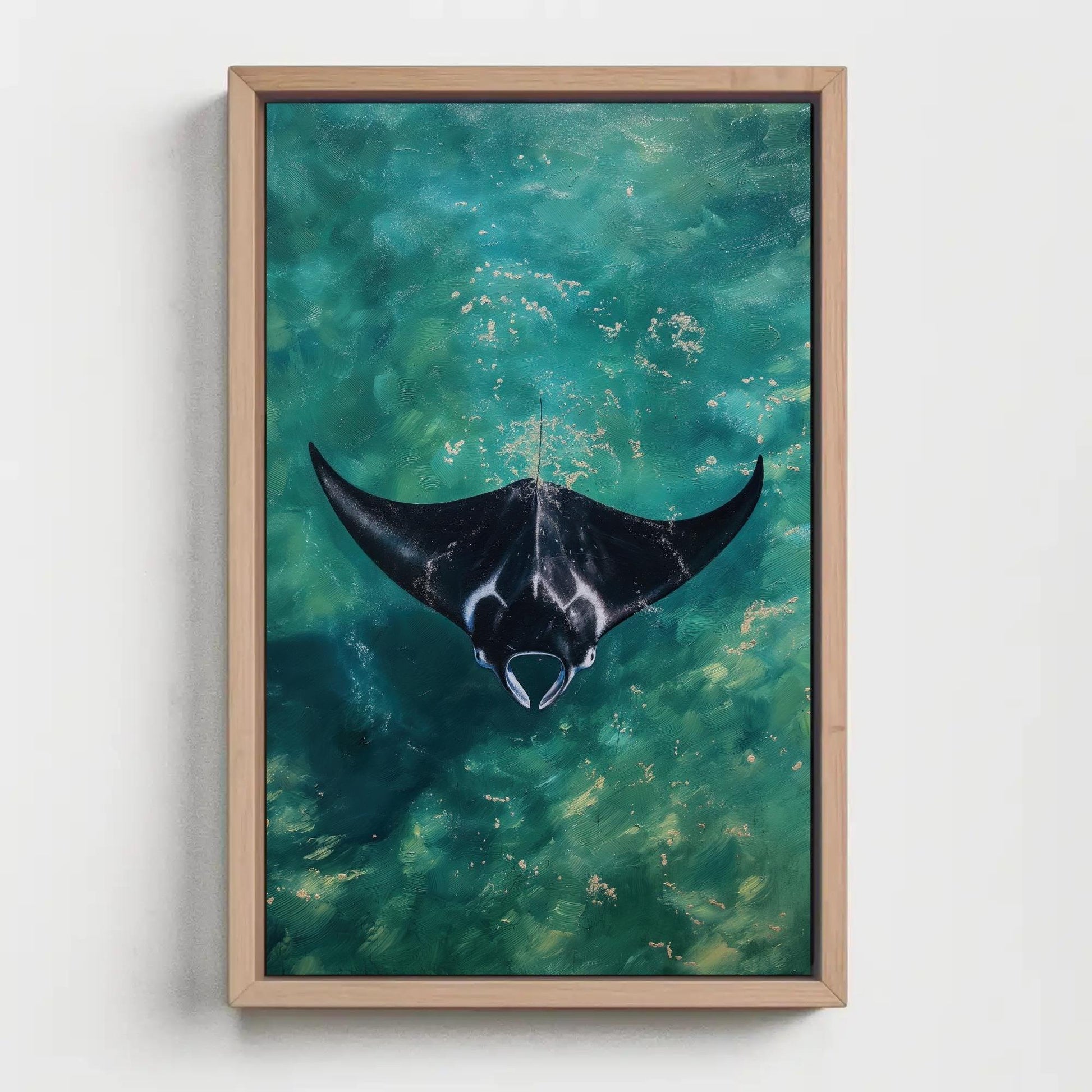 Manta Ray Oil Painting Canvas Print, Manta Ray Wall Art, Marine Wall Art, Fish painting, Fish Wall Art, Ocean Wall Decor, Beach house Canvas Wall Art – Canvas Print