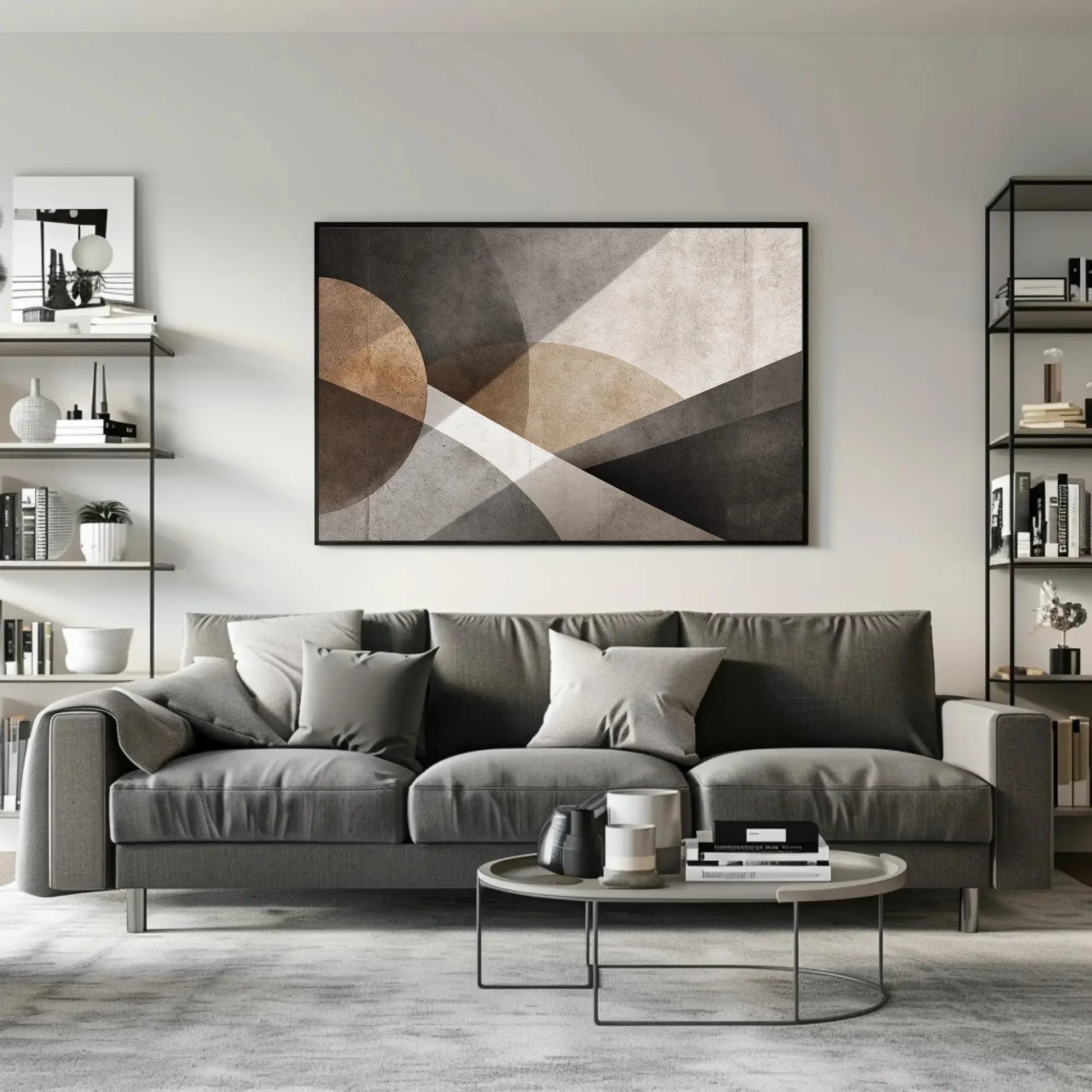 Geometric Abstract Art | Concrete Wall Decor Canvas | Brutalist Style Print | Modern Industrial Art for Office or Minimalist Home Wall Art – Canvas Print