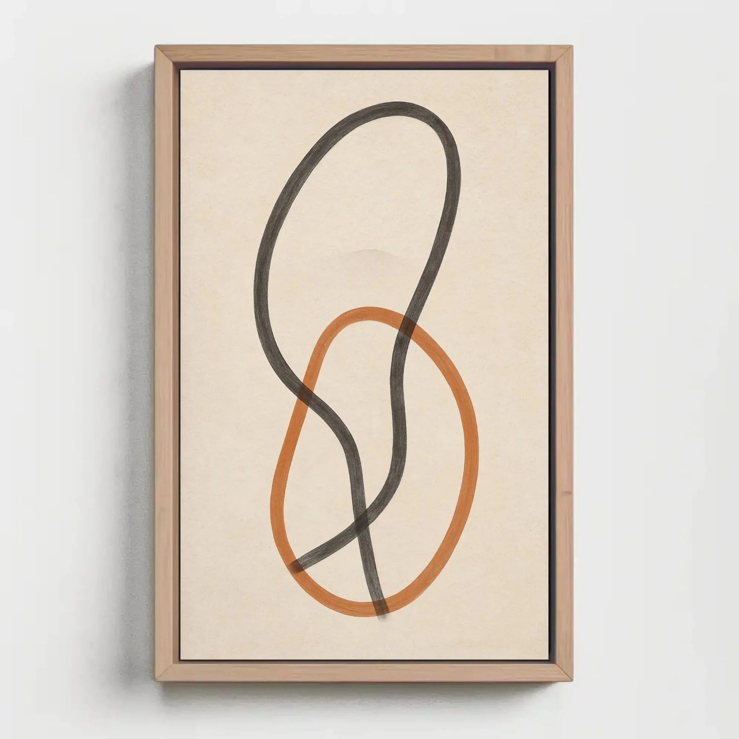 Minimalist Abstract Art | Interlocking Shapes Canvas | Modern Line Drawing | Black and Orange Print for Japandi or Boho Home Wall Art – Canvas Print