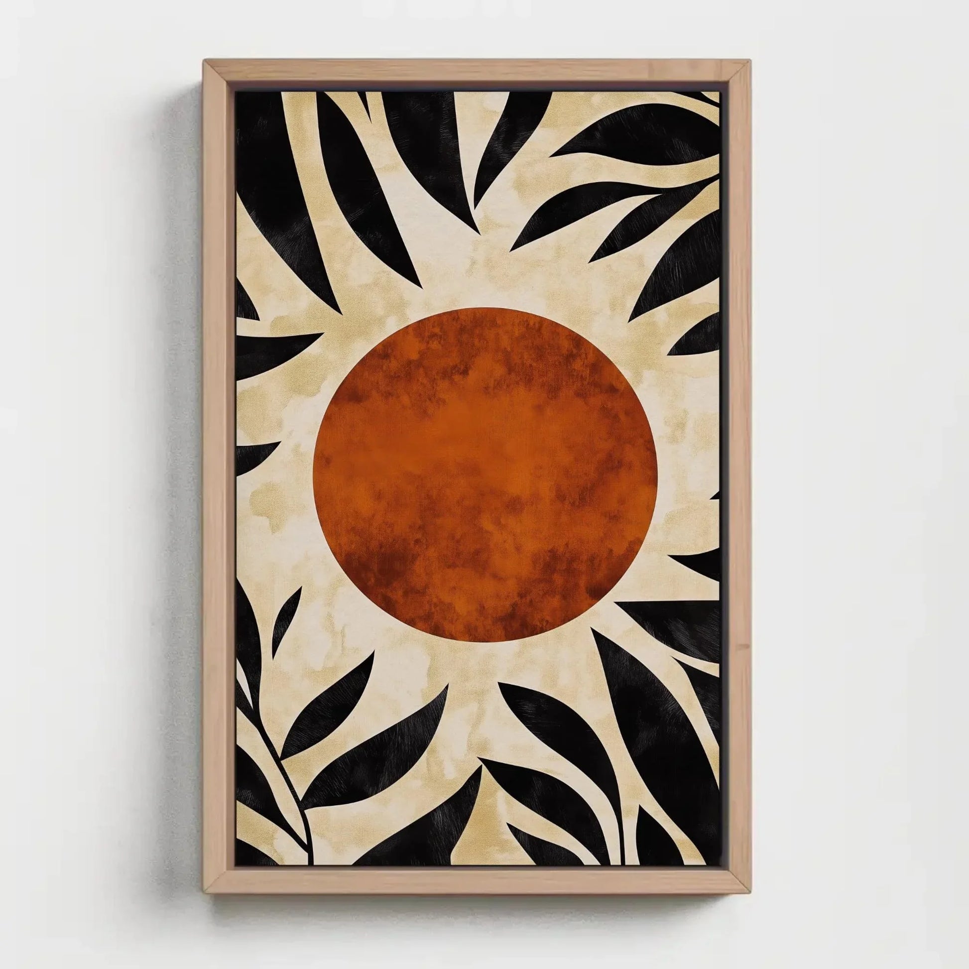 Mid Century Modern Tropical Leaf Canvas Print, Boho Organic Abstract Wall Art, Framed Minimalist Decor for Living Room Wall Art – Canvas Print