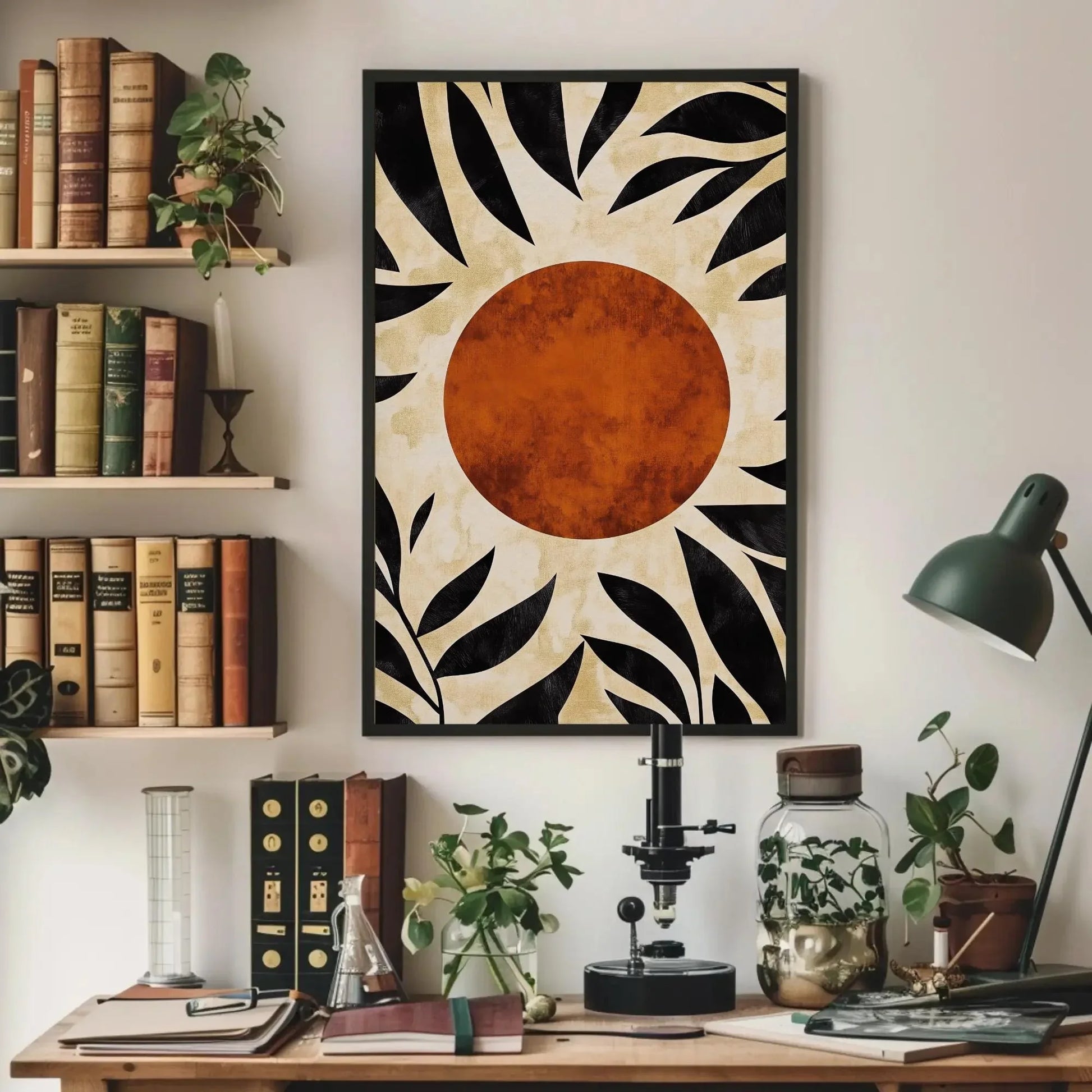 Mid Century Modern Tropical Leaf Canvas Print, Boho Organic Abstract Wall Art, Framed Minimalist Decor for Living Room Wall Art – Canvas Print