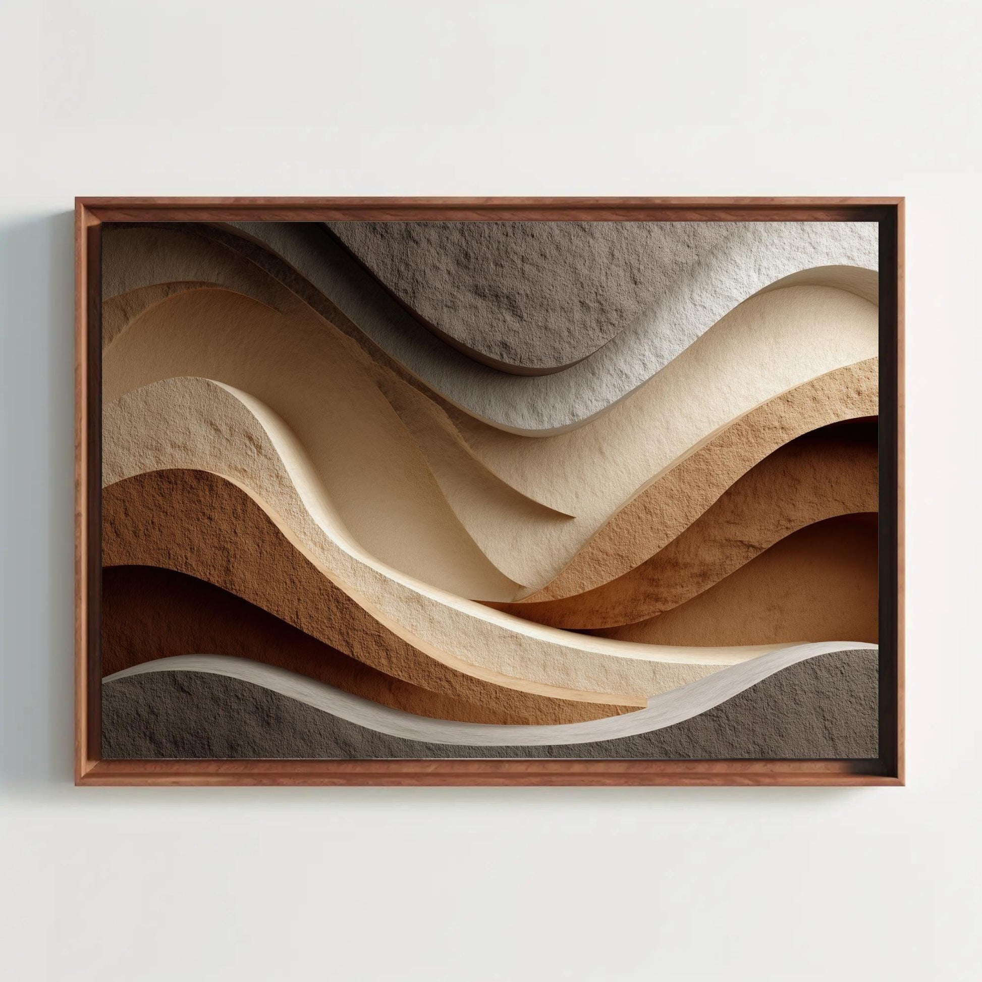 Neutral Abstract Wall Art | Wavy Lines Canvas Print | Japandi Wall Decor | Minimalist Earth Tones Art for Modern and Calm Home Wall Art – Canvas Print