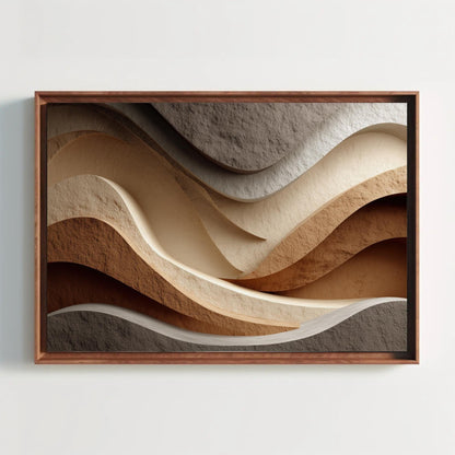 Neutral Abstract Wall Art | Wavy Lines Canvas Print | Japandi Wall Decor | Minimalist Earth Tones Art for Modern and Calm Home Wall Art – Canvas Print
