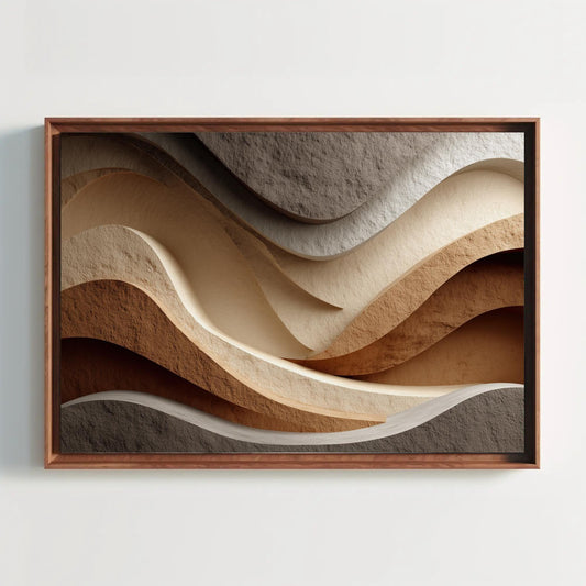 Neutral Abstract Wall Art | Wavy Lines Canvas Print | Japandi Wall Decor | Minimalist Earth Tones Art for Modern and Calm Home Wall Art – Canvas Print