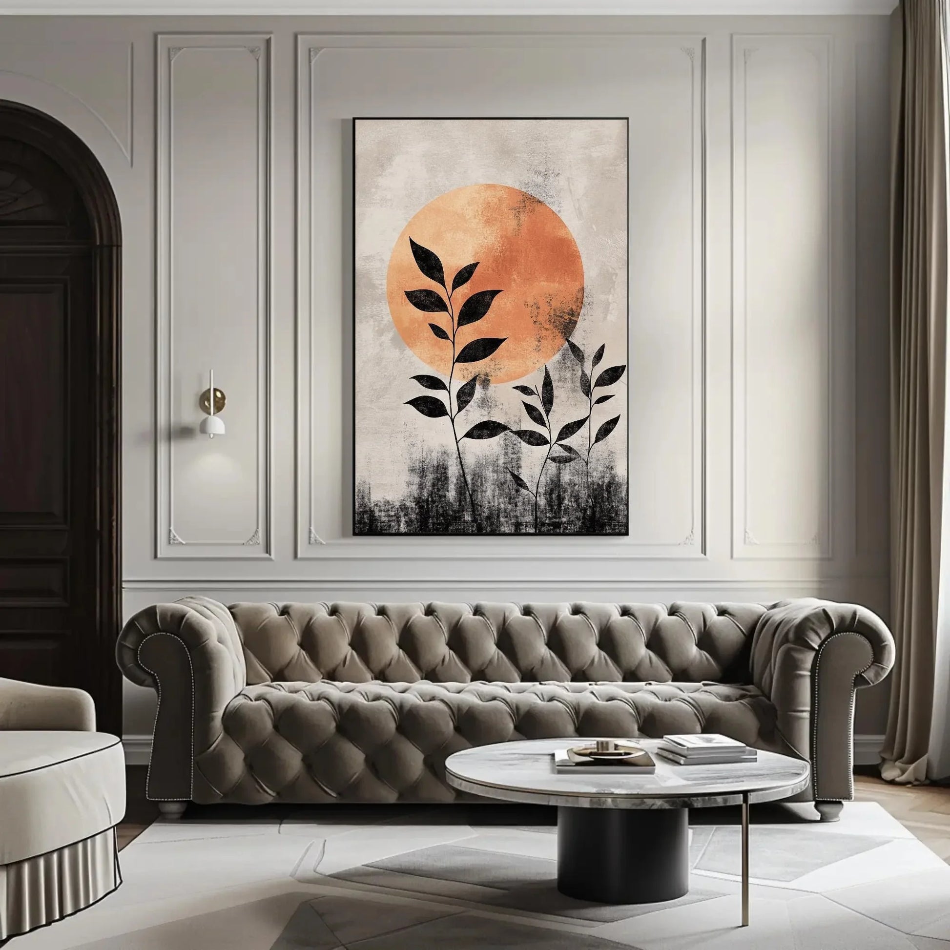 Boho Tropical Leaf Canvas Print, Mid Century Modern Abstract Art, Organic Minimalist Framed Wall Decor for Bedroom or Living Room Wall Art – Canvas Print