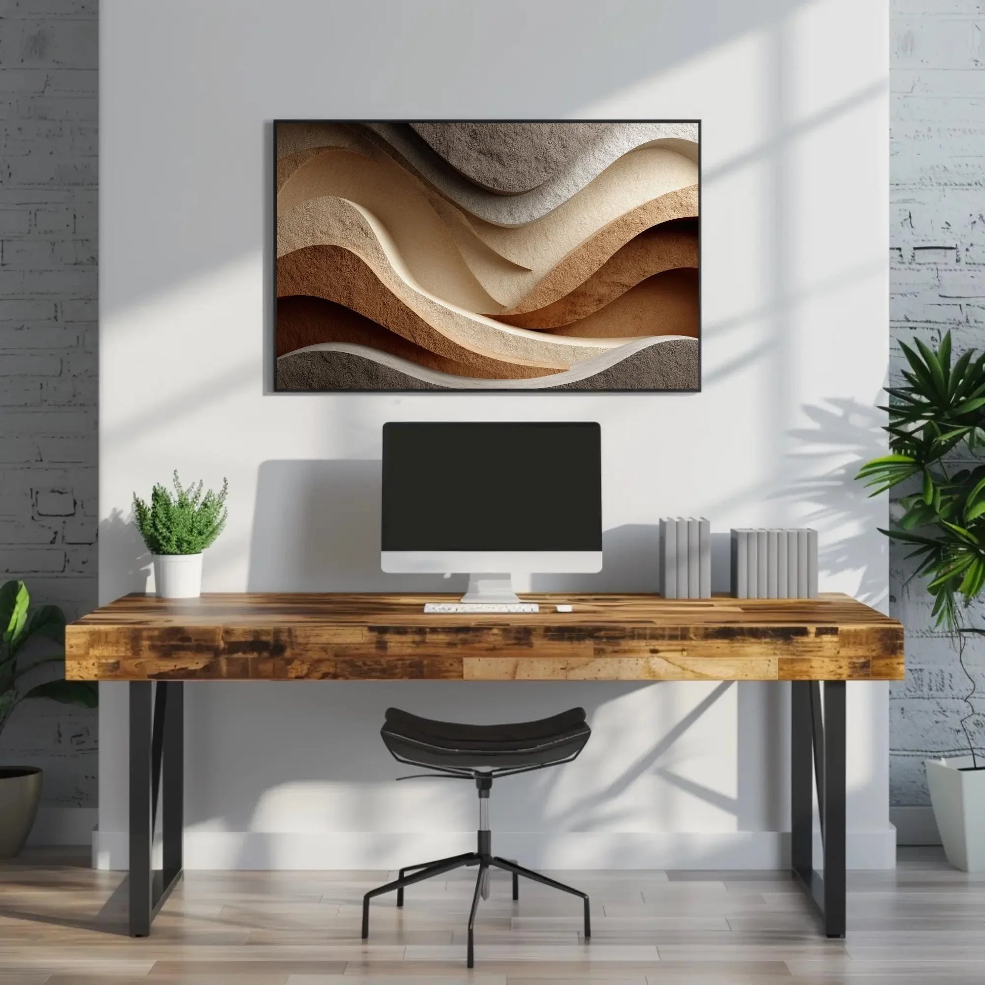 Neutral Abstract Wall Art | Wavy Lines Canvas Print | Japandi Wall Decor | Minimalist Earth Tones Art for Modern and Calm Home Wall Art – Canvas Print