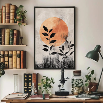 Boho Tropical Leaf Canvas Print, Mid Century Modern Abstract Art, Organic Minimalist Framed Wall Decor for Bedroom or Living Room Wall Art – Canvas Print